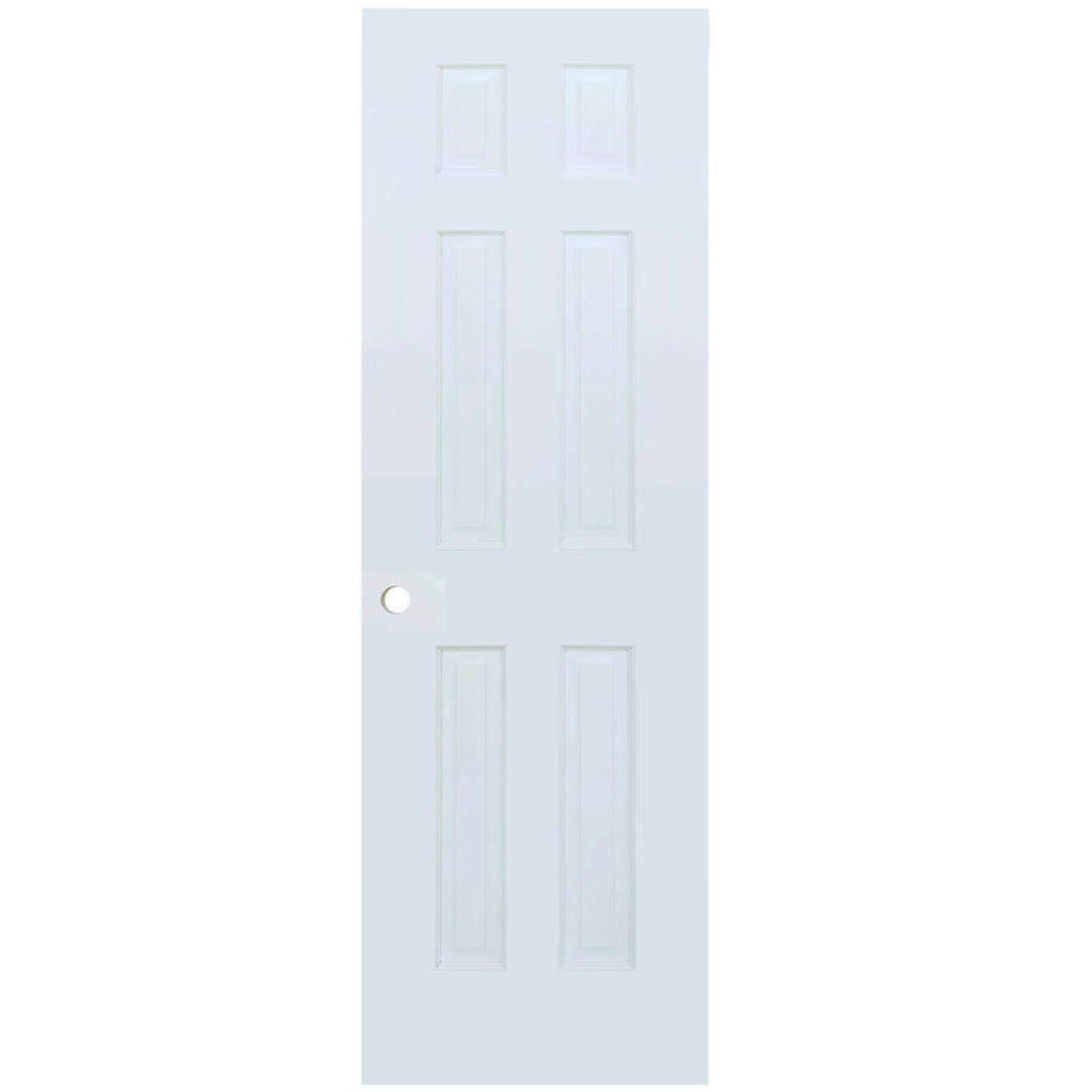 6-Panel Colonial White Interior Door Slab with Bore Hole