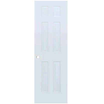 6-Panel Colonial White Interior Door Slab with Bore Hole