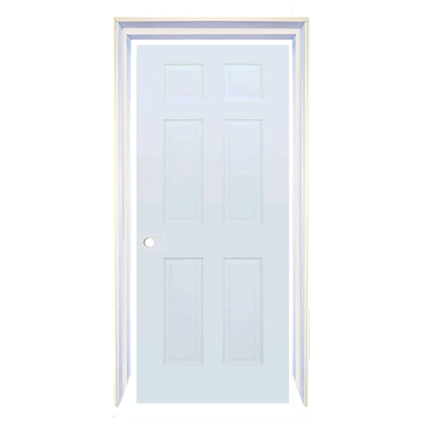 6-Panel Colonial White Interior Door Slab with Bore Hole