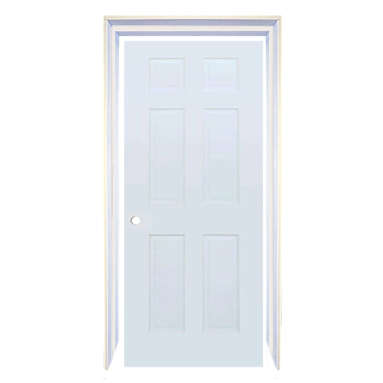 6-Panel Colonial White Interior Door Slab with Bore Hole