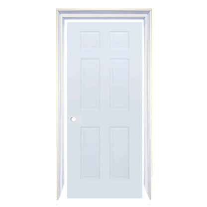 6-Panel Colonial White Interior Door Slab with Bore Hole