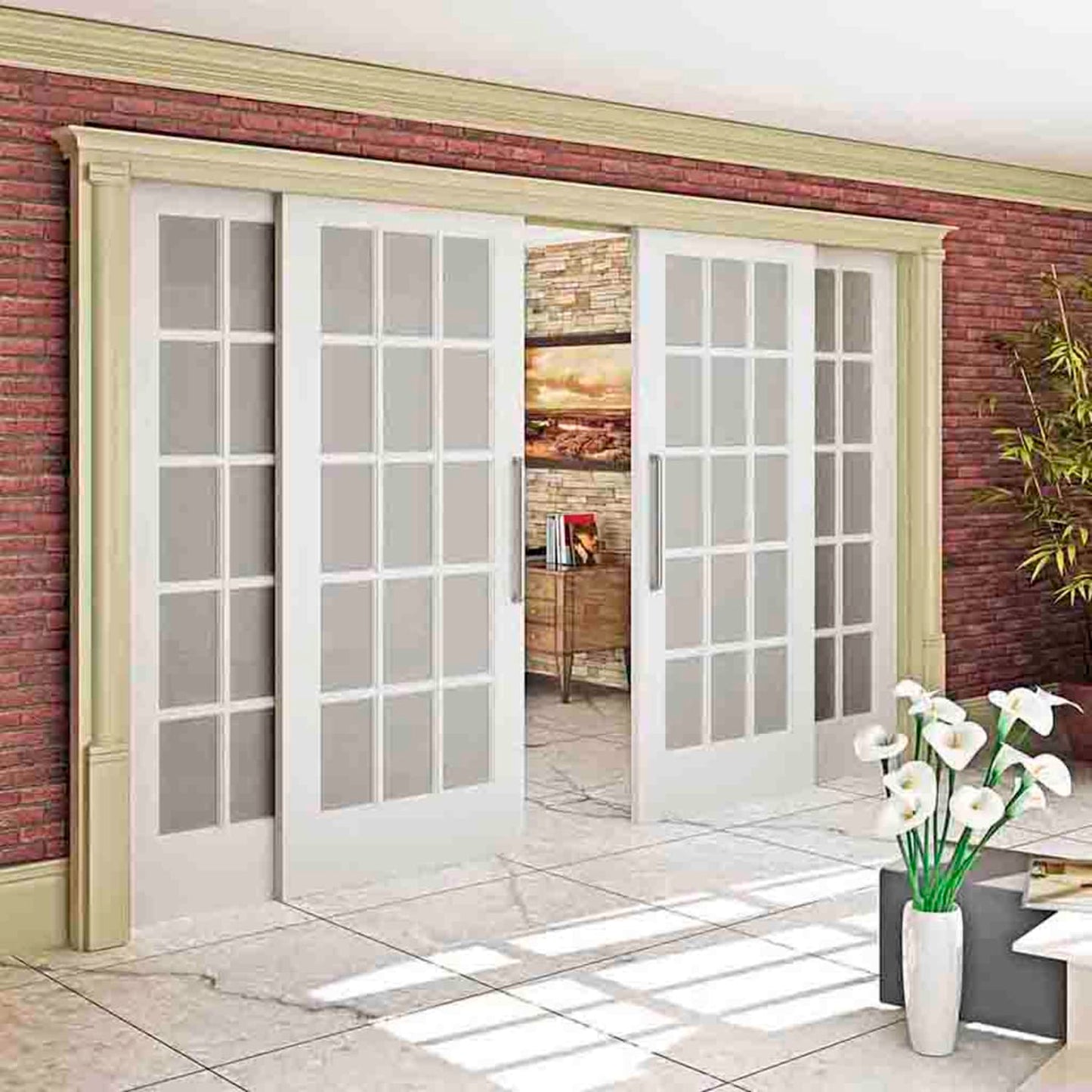 French Door 15-Lite Primed White Clear Glass Interior Slab