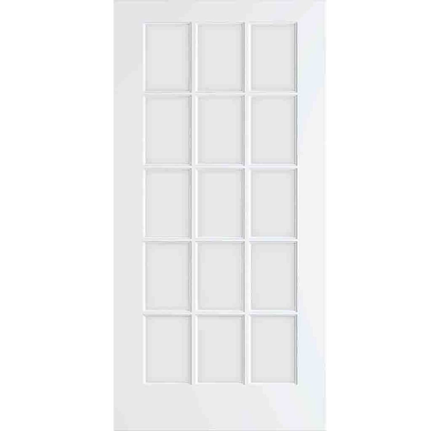 French Door 15-Lite Primed White Clear Glass Interior Slab