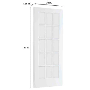 French Door 15-Lite Primed White Clear Glass Interior Slab