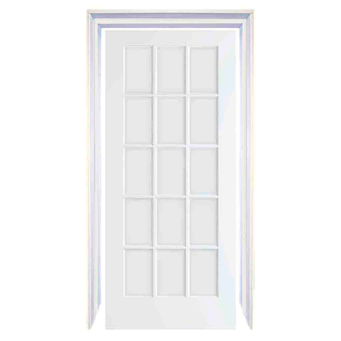 French Door 15-Lite Primed White Clear Glass Interior Slab