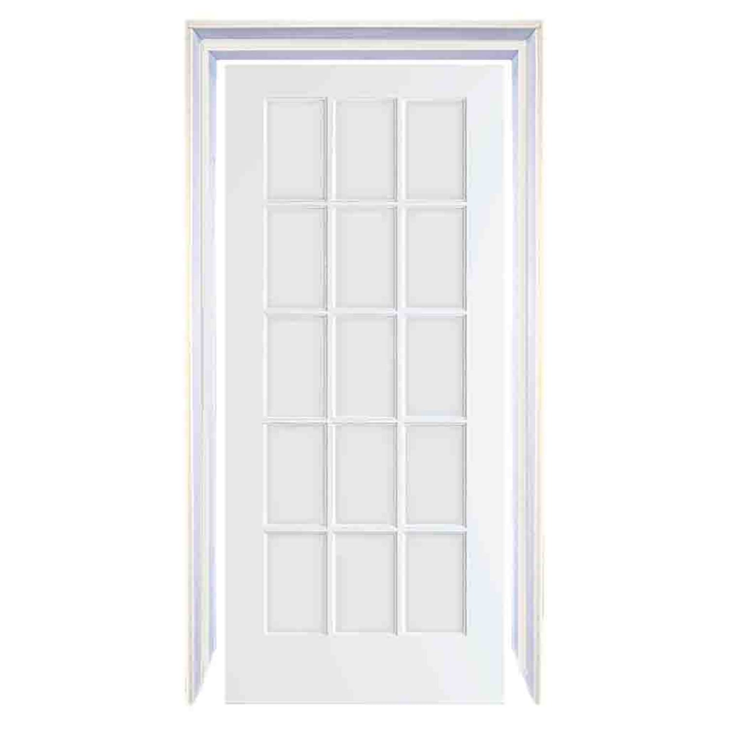 French Door 15-Lite Primed White Clear Glass Interior Slab