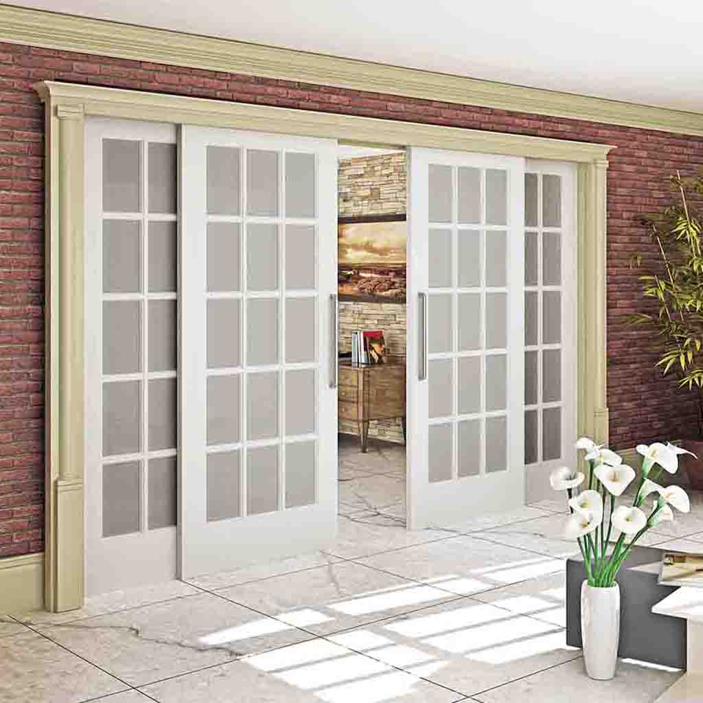 French Door 15-Lite Primed White Clear Glass Interior Slab