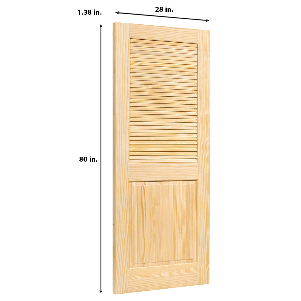 Traditional Louver Panel Solid Unfinished Pine Interior Door Slab