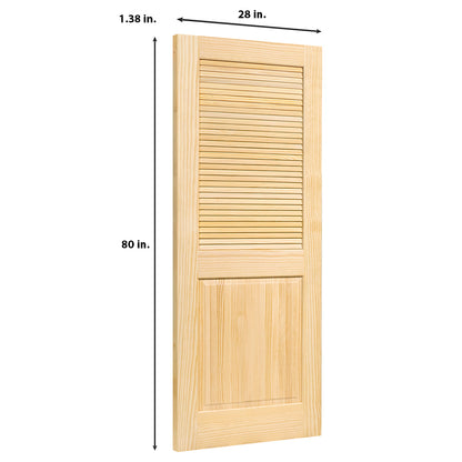 Traditional Louver Panel Solid Unfinished Pine Interior Door Slab