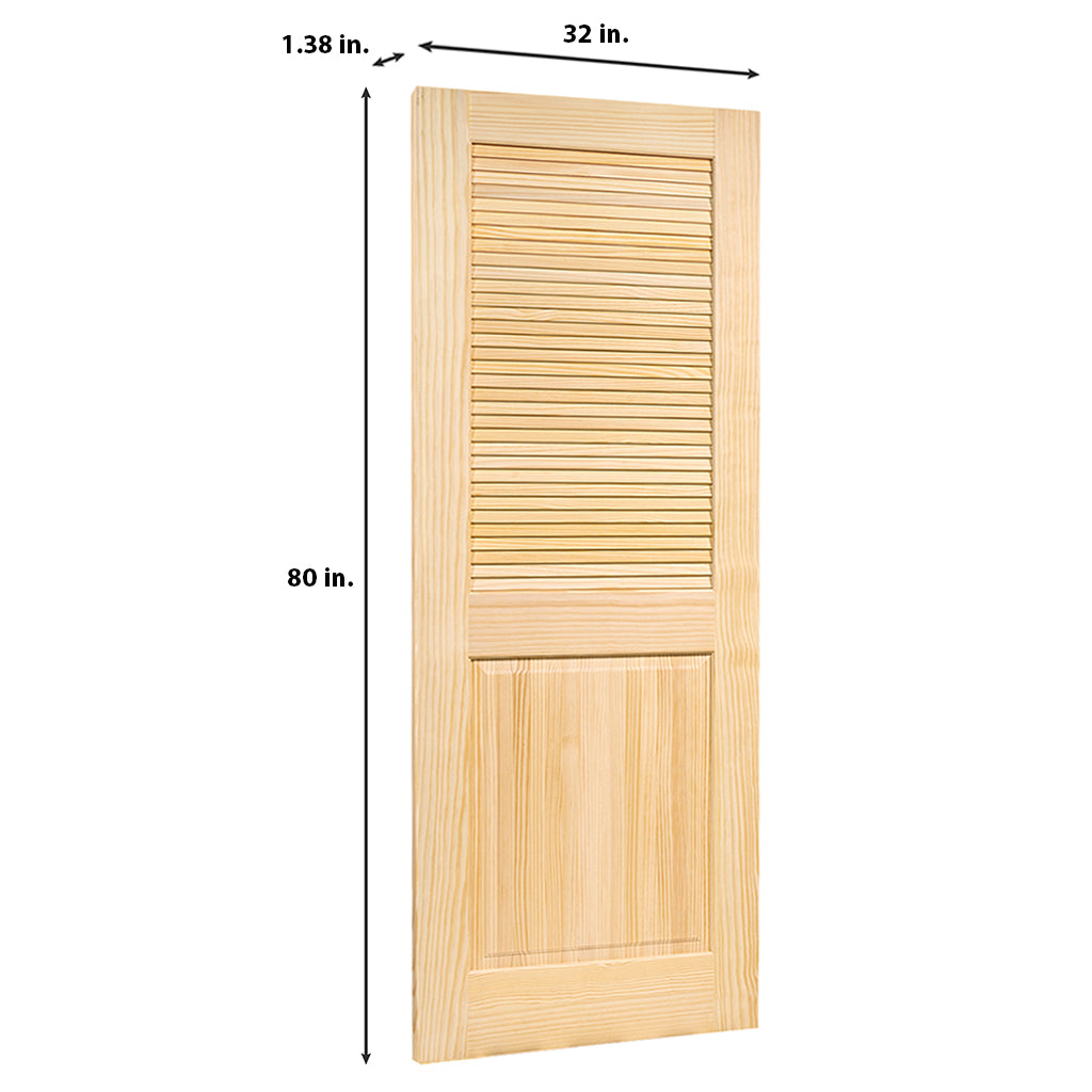Traditional Louver Panel Solid Unfinished Pine Interior Door Slab