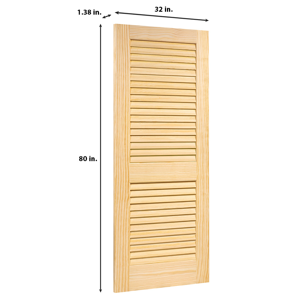 Plantation Louver Louver Solid Pine Unfinished Interior Door Slab