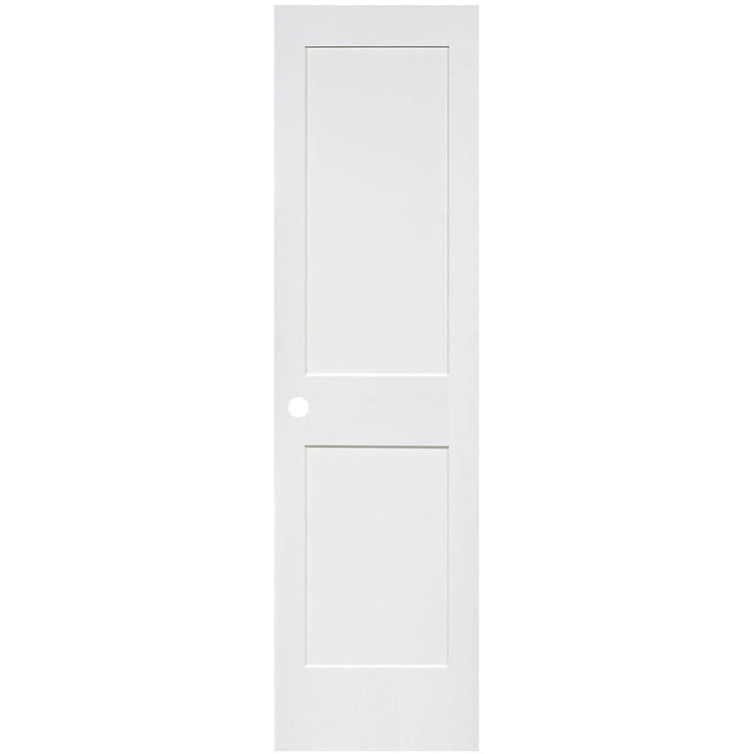 Slab 2-Panel Shaker White with Bore Hole Interior Door