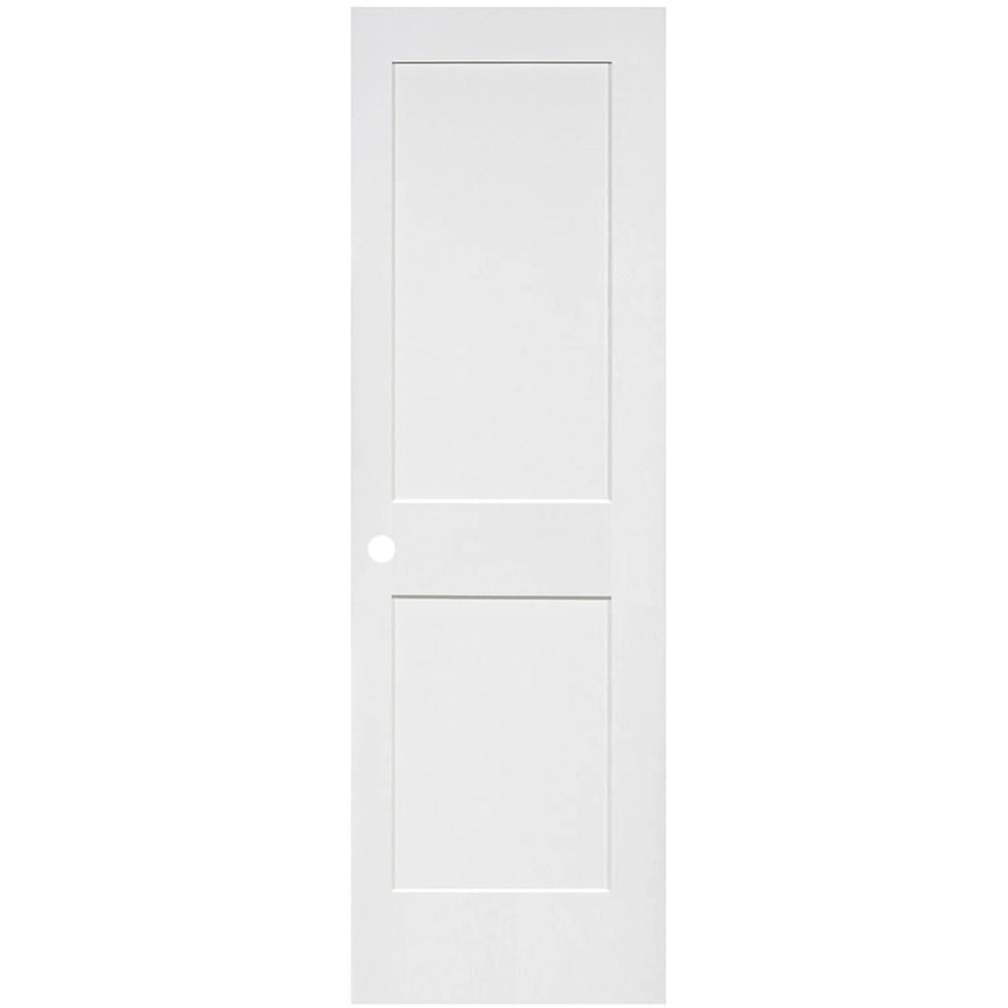 Slab 2-Panel Shaker White with Bore Hole Interior Door