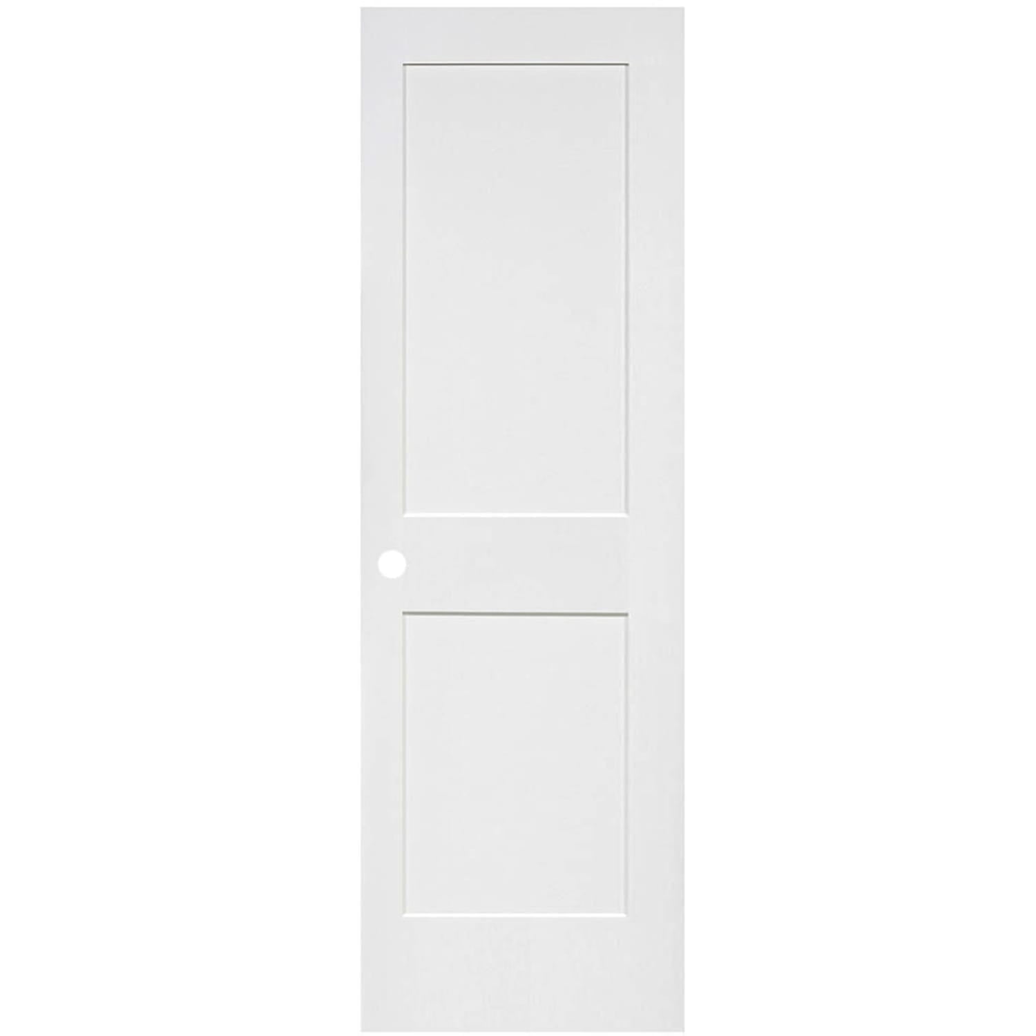 Slab 2-Panel Shaker White with Bore Hole Interior Door