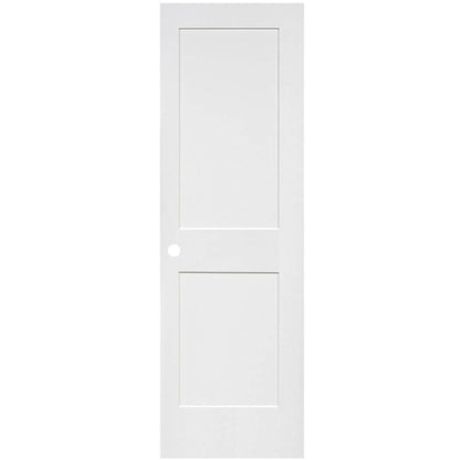 Slab 2-Panel Shaker White with Bore Hole Interior Door