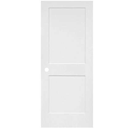 Slab 2-Panel Shaker White with Bore Hole Interior Door