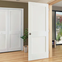Slab 2-Panel Shaker White with Bore Hole Interior Door
