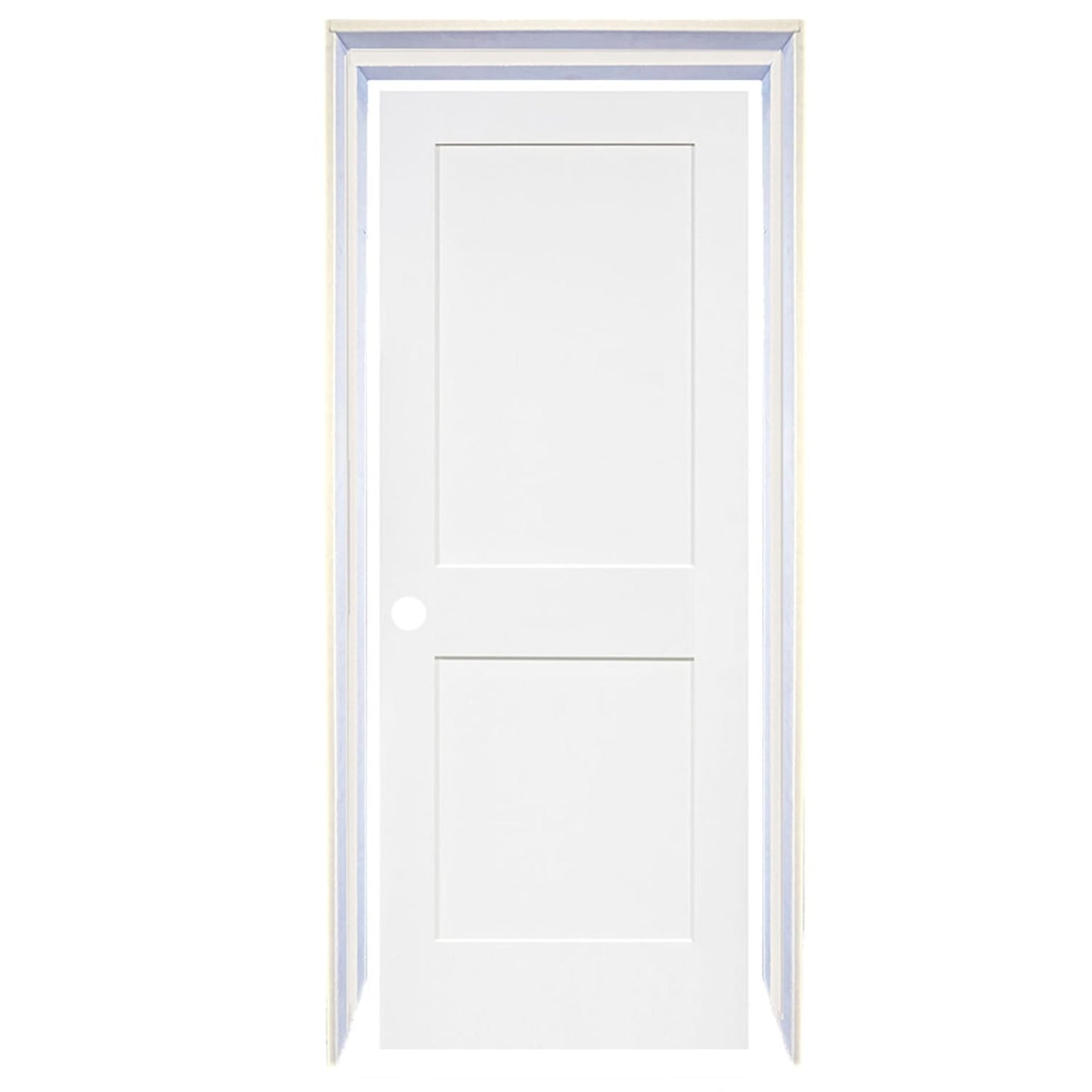 Slab 2-Panel Shaker White with Bore Hole Interior Door