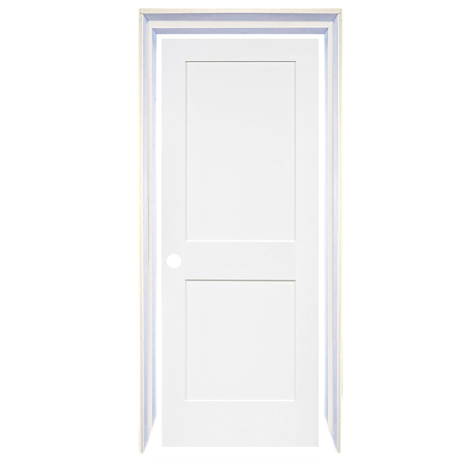 Slab 2-Panel Shaker White with Bore Hole Interior Door