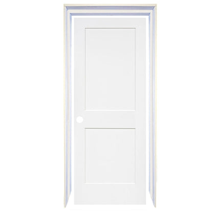 Slab 2-Panel Shaker White with Bore Hole Interior Door
