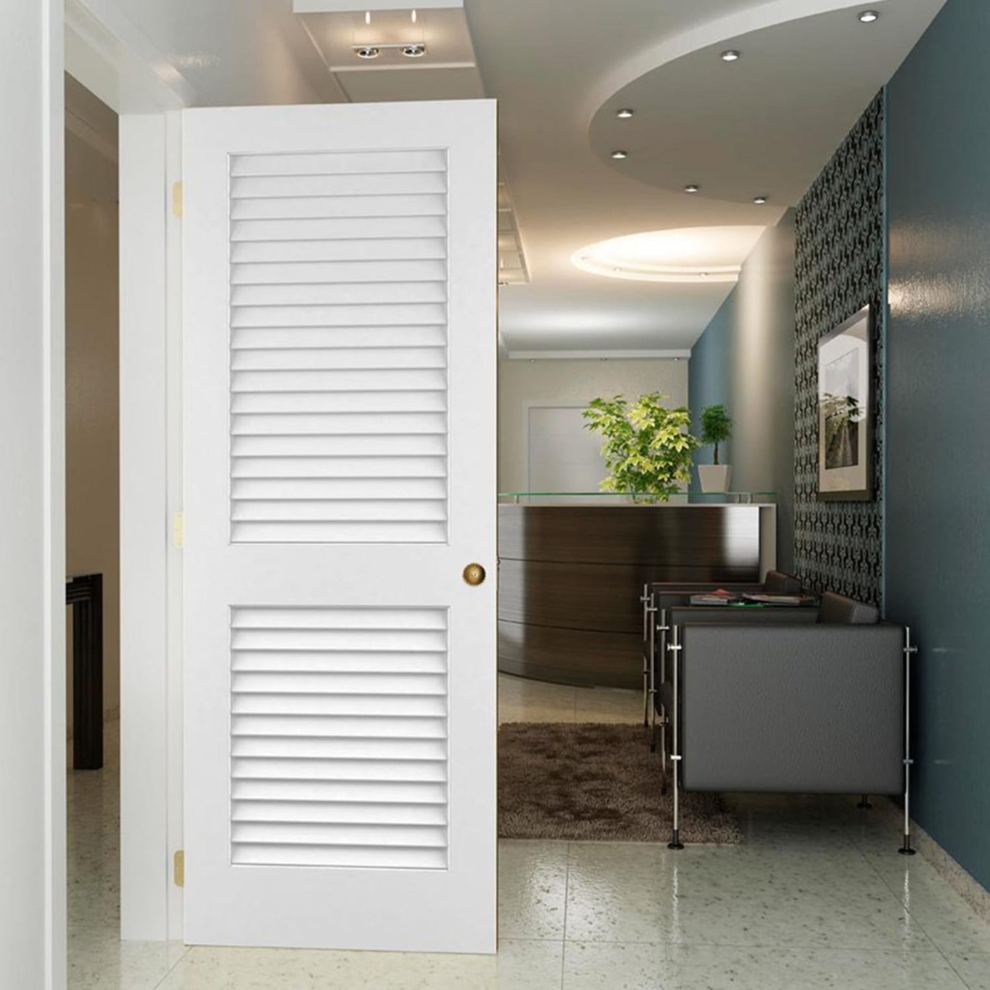 Plantation Louver Louver Solid Core White Interior Door Slab