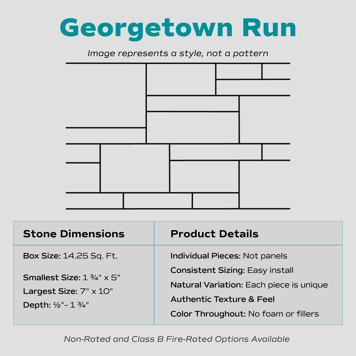 Running Stone Pattern Evolve Stone Georgetown Run Stone Veneer (14.25 sq. ft. per box)