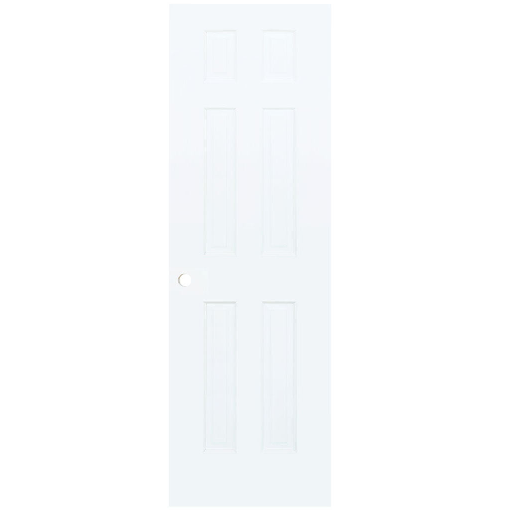 6-Panel Colonial White Interior Door Slab with Bore Hole