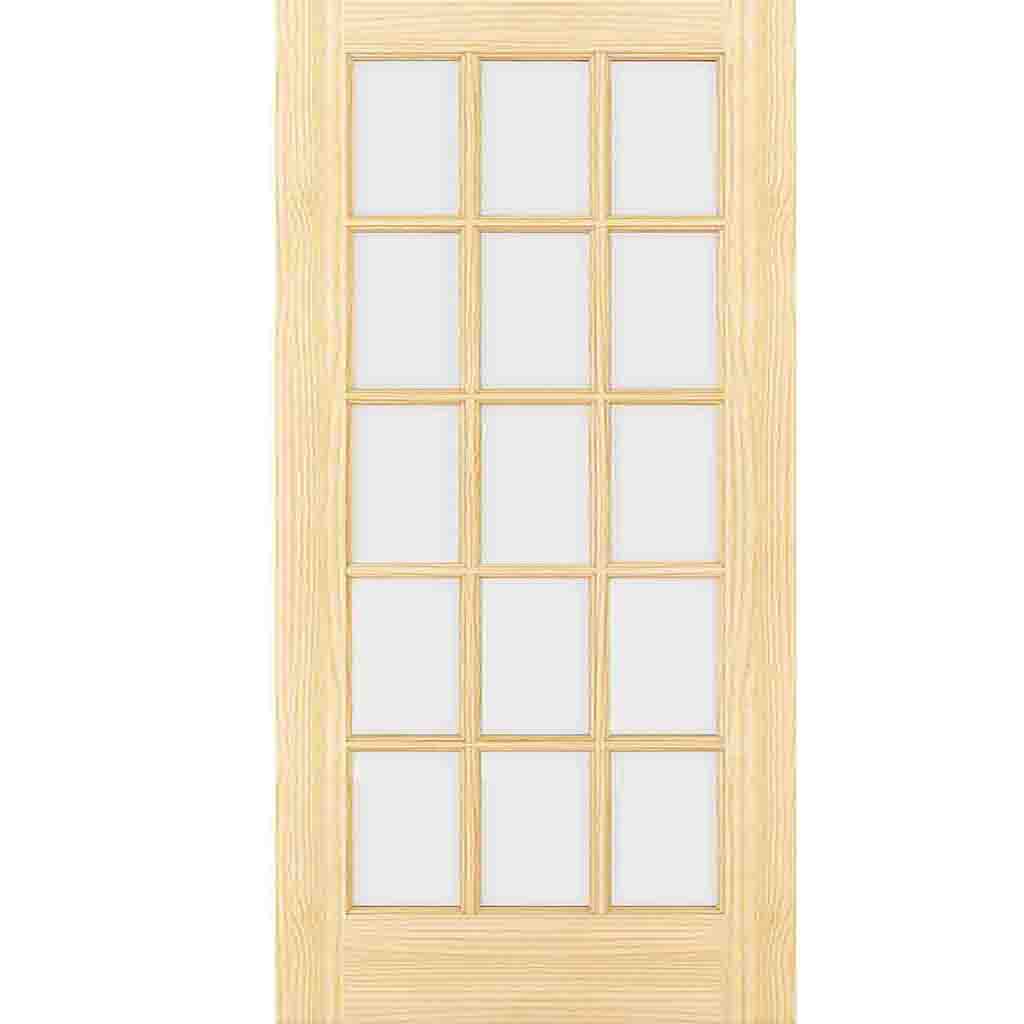 French Door 15-Lite Unfinished Clear Glass Interior Slab