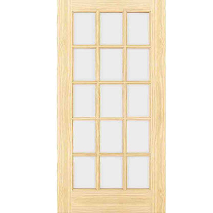 French Door 15-Lite Unfinished Clear Glass Interior Slab