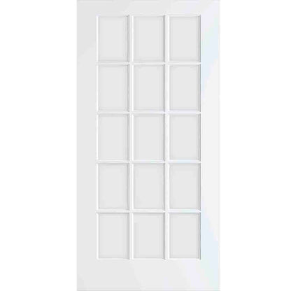 French Door 15-Lite Primed White Clear Glass Interior Slab