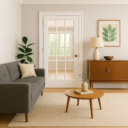 French Door 15-Lite Primed White Clear Glass Interior Slab