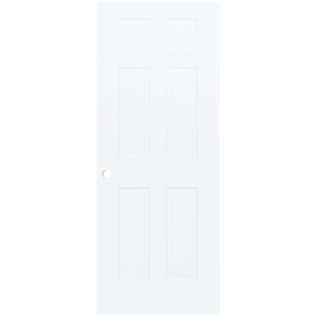6-Panel Colonial White Interior Door Slab with Bore Hole