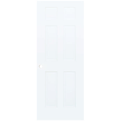 6-Panel Colonial White Interior Door Slab with Bore Hole