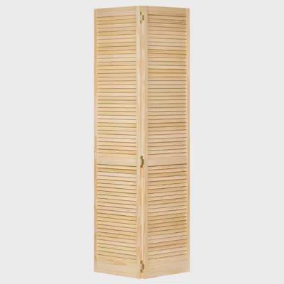 Traditional Louver Louver Solid Core  Unfinished Wood Bi-fold Door