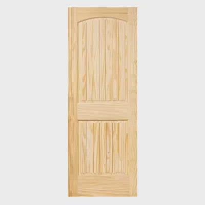 2-Panel Colonial Solid Pine Unfinished Arch Top with V-Groves Interior Door Slab