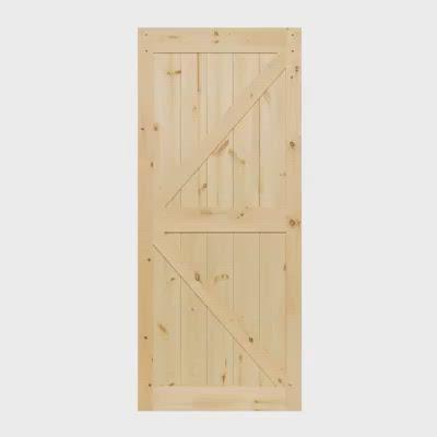 K-Rail Solid Knotty Pine Unfinished Barn Door Assembled Slab