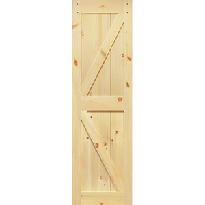 K-Rail Solid Knotty Pine Unfinished Barn Door Assembled Slab