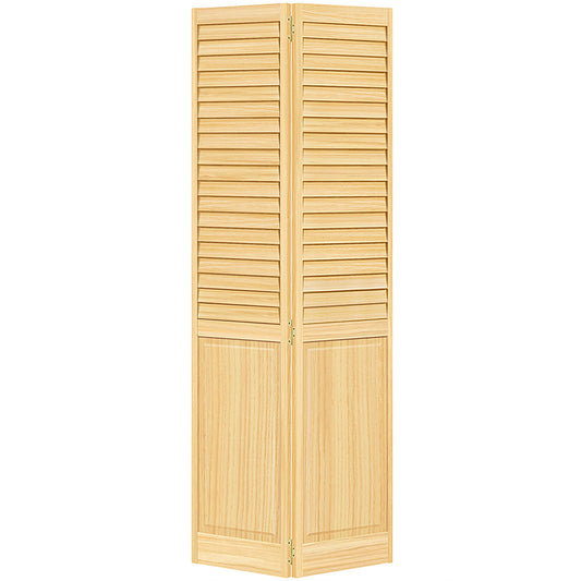 Plantation Louver Panel Solid Core Unfinished Wood Bi-fold Door