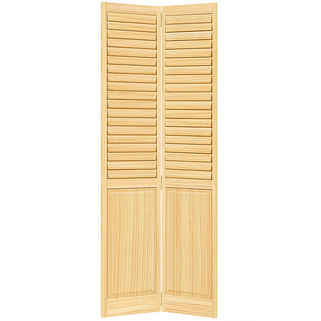 Plantation Louver Panel Solid Core Unfinished Wood Bi-fold Door