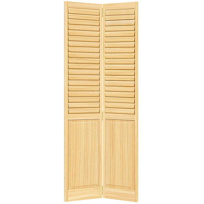 Plantation Louver Panel Solid Core Unfinished Wood Bi-fold Door