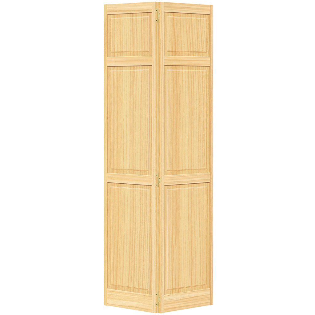 Traditional 6 Panel Clear Solid Core Unfinished Wood Bi-fold Door