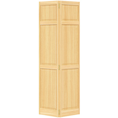 Traditional 6 Panel Clear Solid Core Unfinished Wood Bi-fold Door