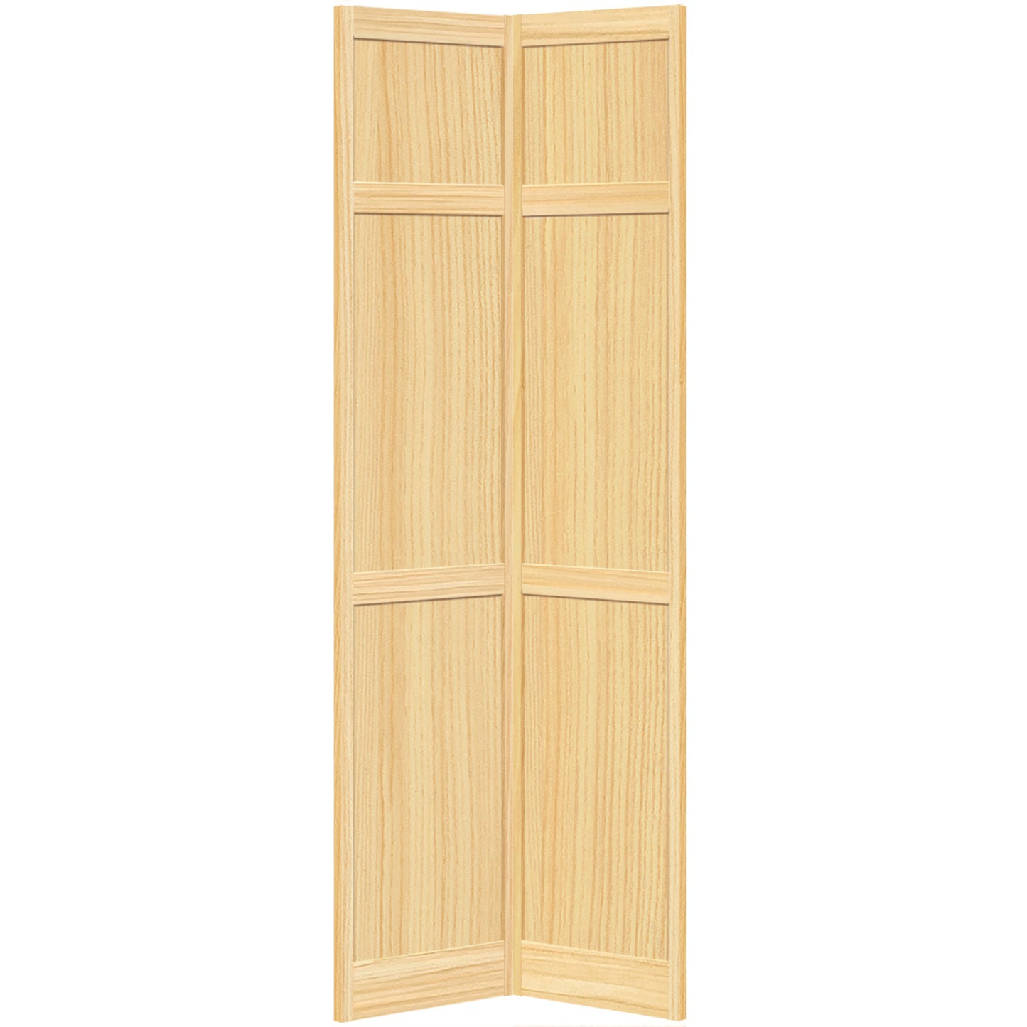 Traditional 6 Panel Clear Solid Core Unfinished Wood Bi-fold Door