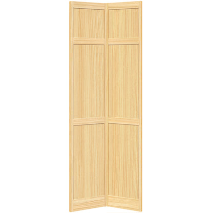 Traditional 6 Panel Clear Solid Core Unfinished Wood Bi-fold Door