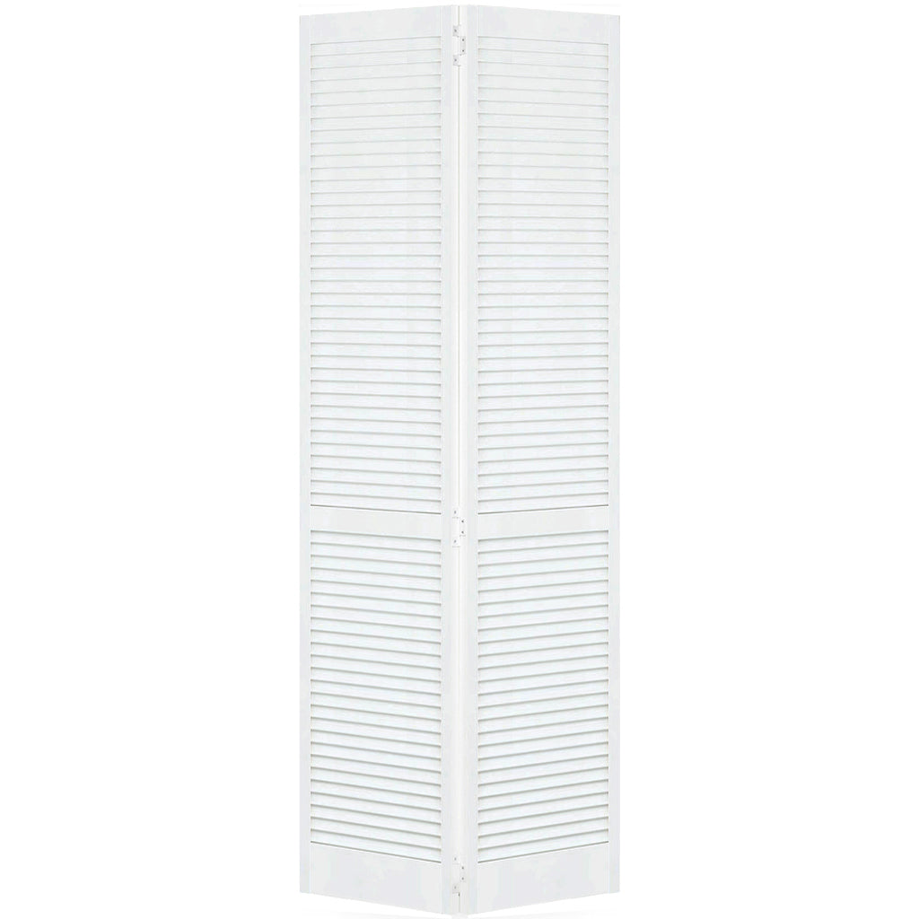 Traditional Louver Louver White Solid Core Wood Bi-fold Door