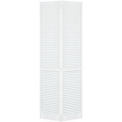 Traditional Louver Louver White Solid Core Wood Bi-fold Door