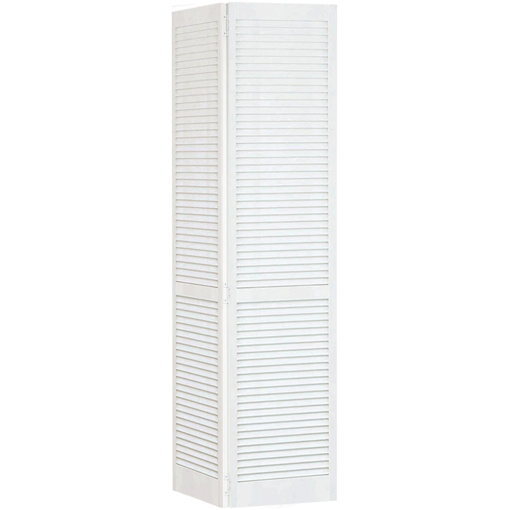 Traditional Louver Louver White Solid Core Wood Bi-fold Door