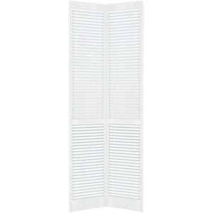 Traditional Louver Louver White Solid Core Wood Bi-fold Door
