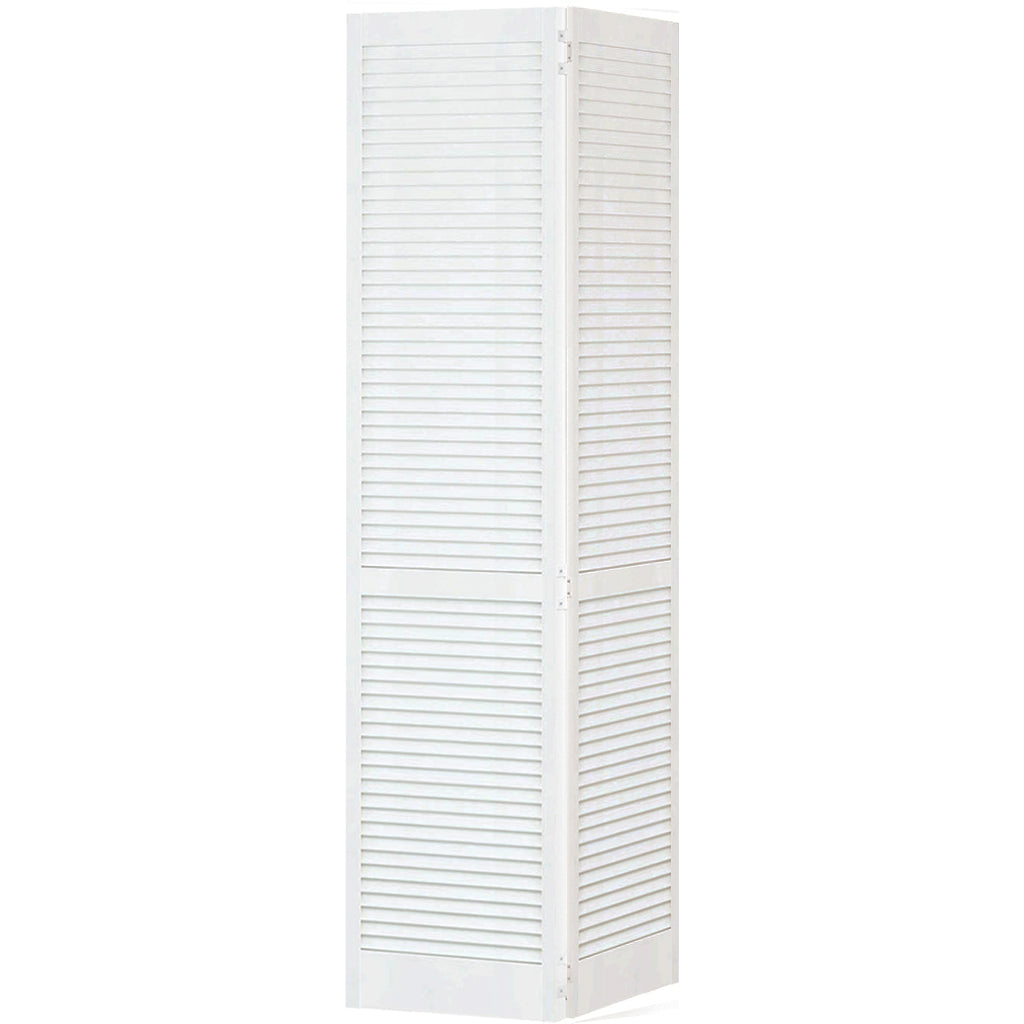 Traditional Louver Louver White Solid Core Wood Bi-fold Door