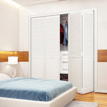 Traditional Louver Panel White Solid Core Wood Bi-fold Door